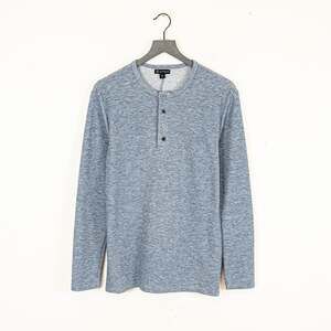 AETHER Apparel Long Sleeve Henley Shirt Merino blue heather sz Medium